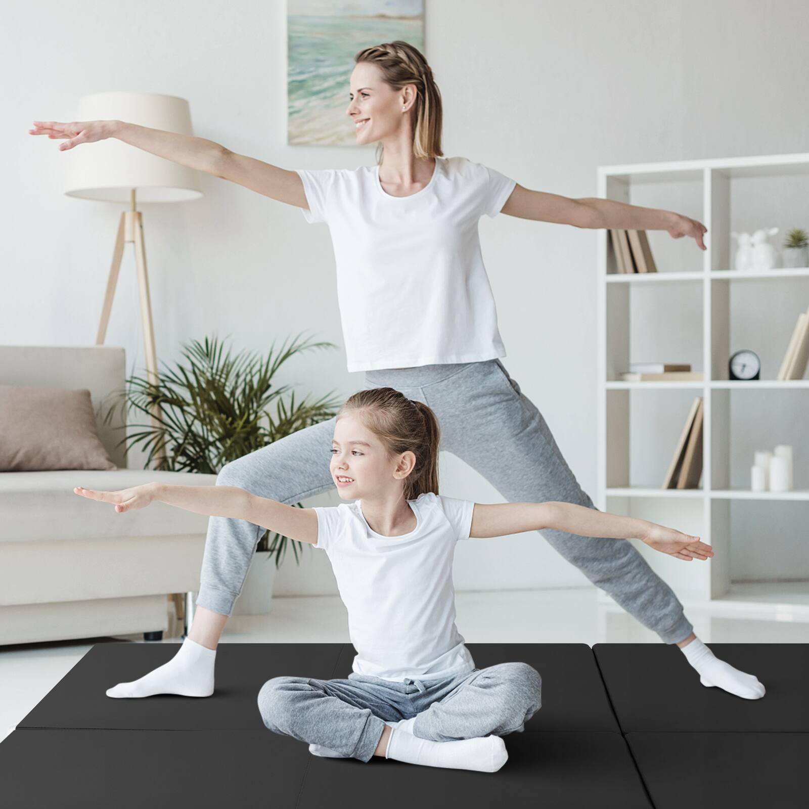 Alt View 1. Costway - Costway Tri-Fold Folding Exercise Mat 6 ft x 2 ft Portable Gymnastics Tumbling Mat Yoga - Black.