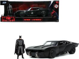 Batmobile Matt Black with Batman Diecast Figure "The Batman" (2022) Movie "DC Comics" 1/24 Diecast Model Car by Jada - Matte Black