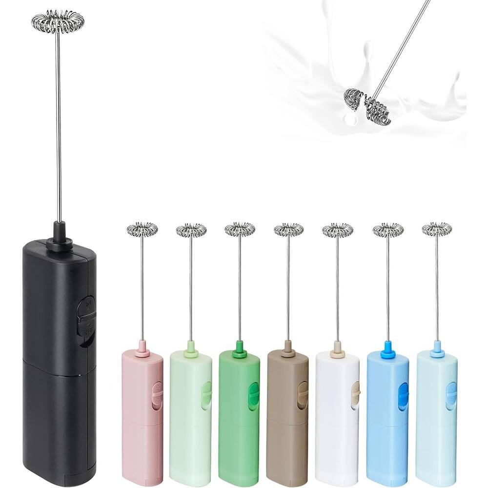 ACJPR - Portable Battery-Operated Coffee Frother, Electric Whisk and Mini Handheld Milk Frother for Coffee, Latte, Matcha, Prote - Black