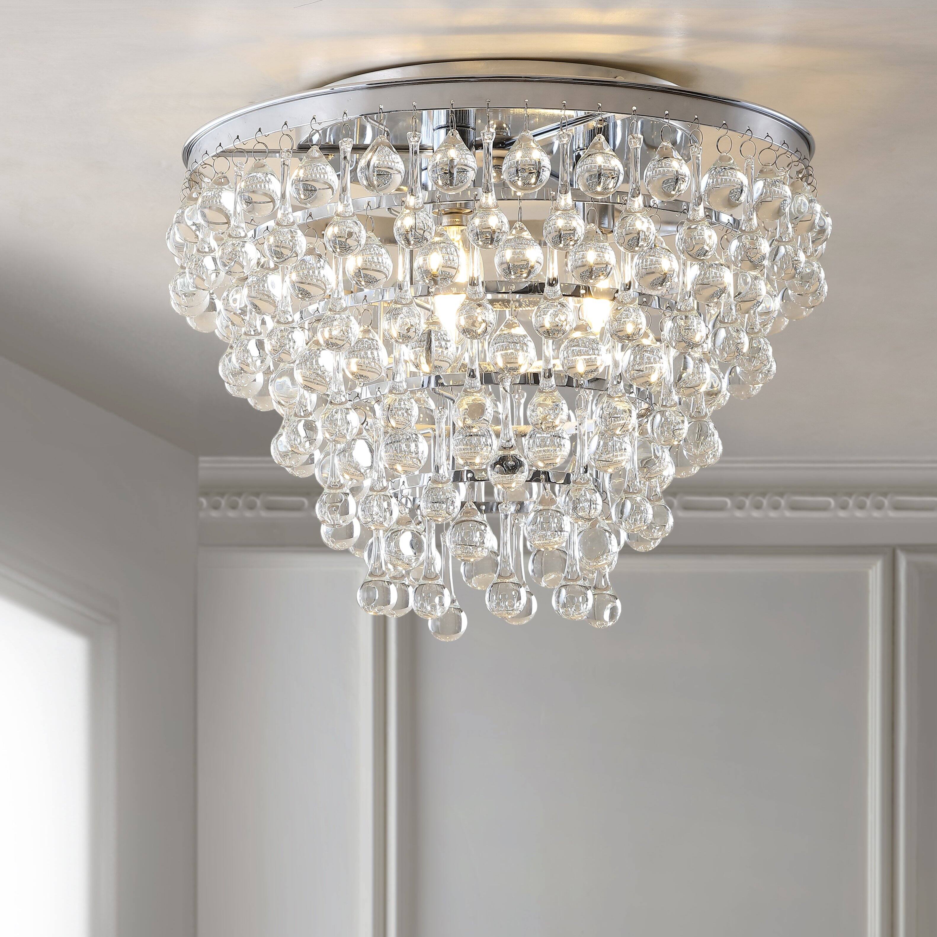 Alt View 1. Jonathan Y - Toronto 16" Metal/Crystal LED Flush Mount, Chrome - Chrome.