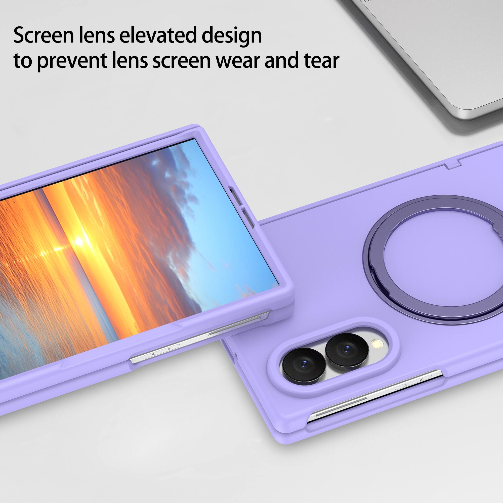 Screen lens elevated design to prevent lens screen wear and tear