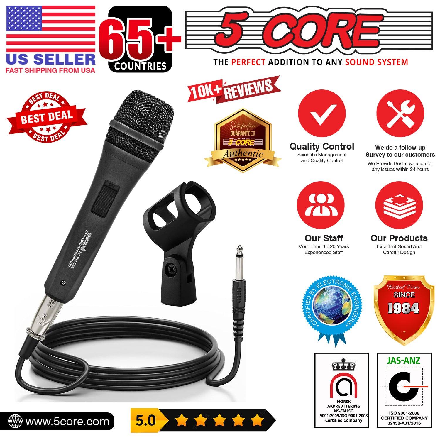 5 CORE XLR Microphone Dynamic Mic Karaoke Singing Studio Mics