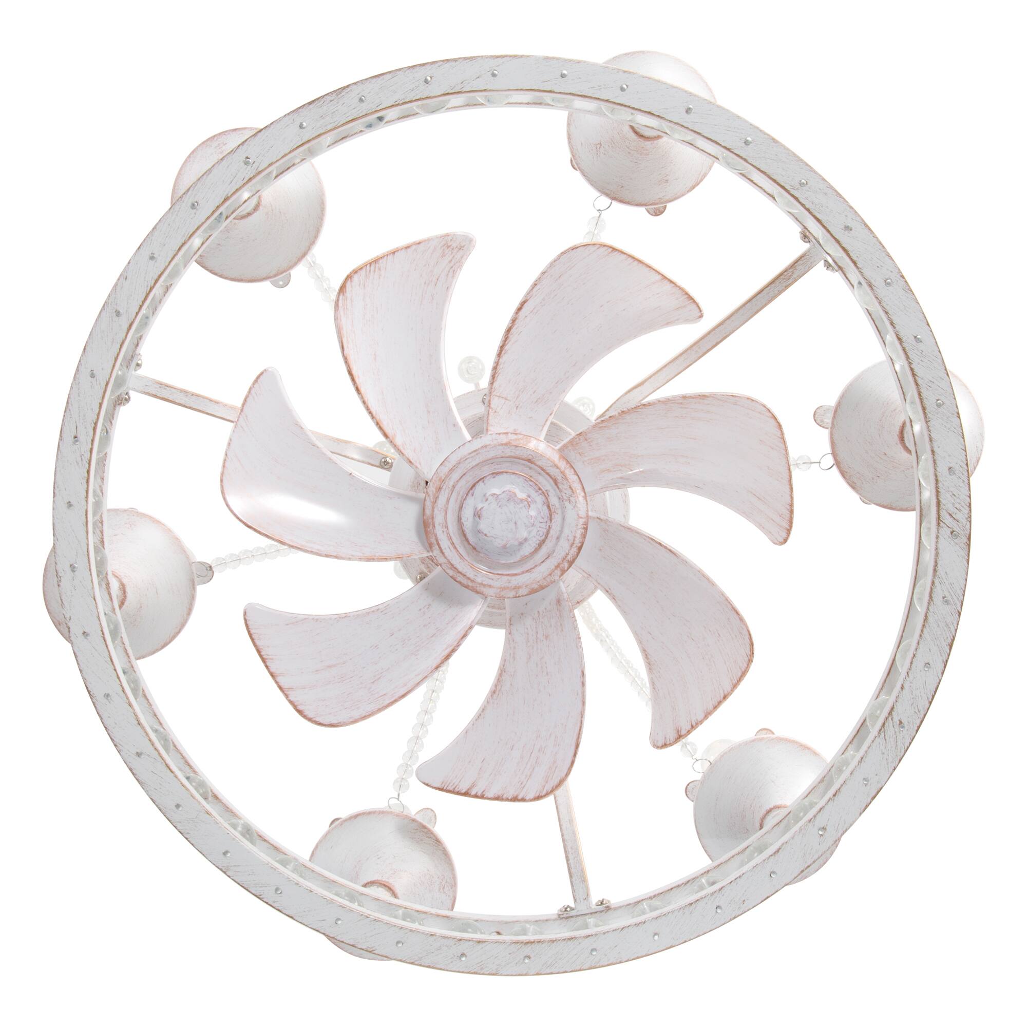 Alt View 8. Breezary - 22-Inch Crystal Light Bulb Ceiling Fan, 7 ABS Blades, DC Motor, Semi-Flush Mount, Reversible Function, Remote Control - White Gold and Grey.