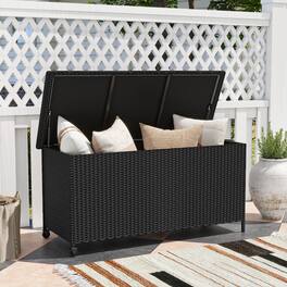 Mondawe - 85 Gal Indoor Outdoor Storage Container with Waterproof Liner and Wheels - Black