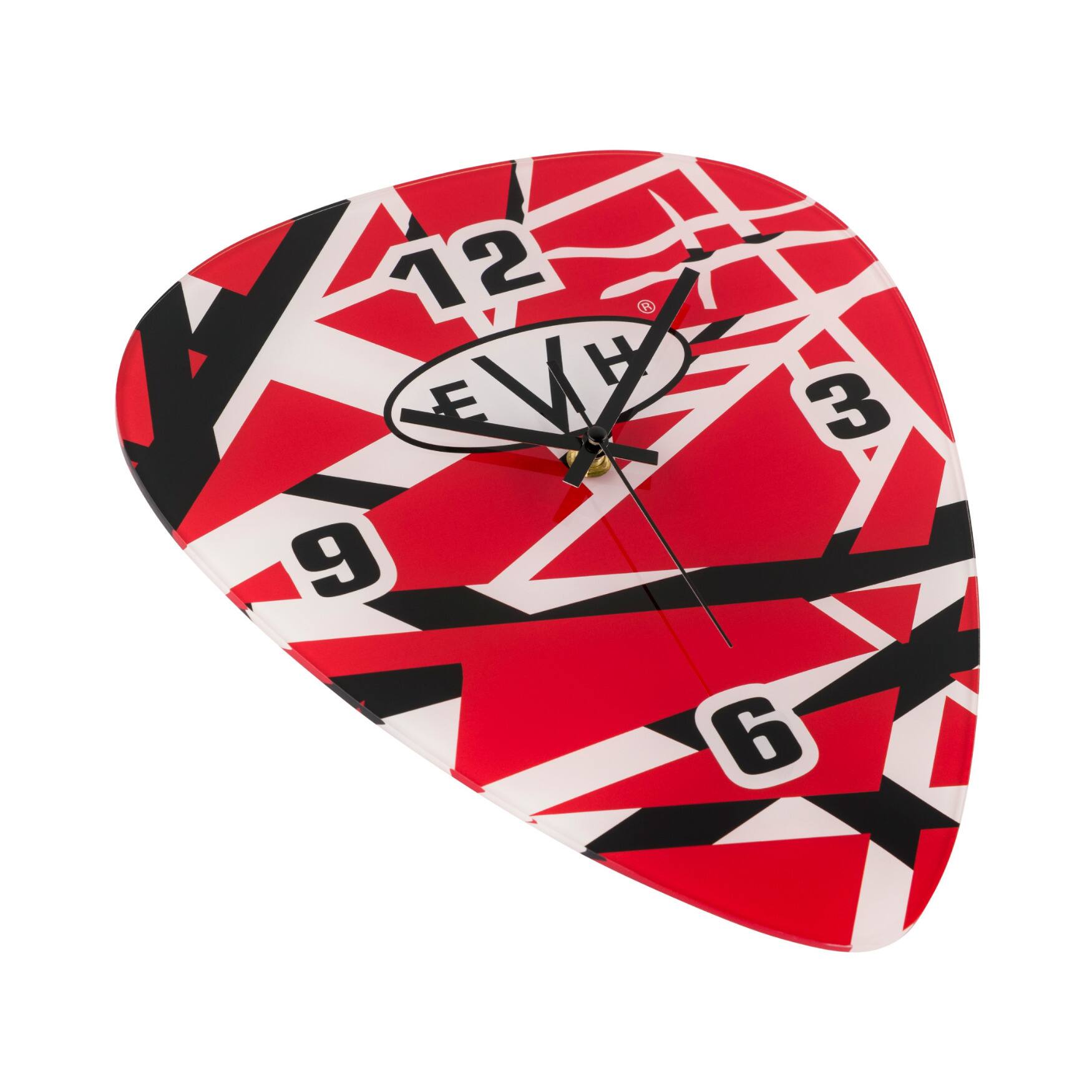 Angle. EVH - EVH Pick Shape Wall Clock (Red/White/Black Stripes) - Red/White.