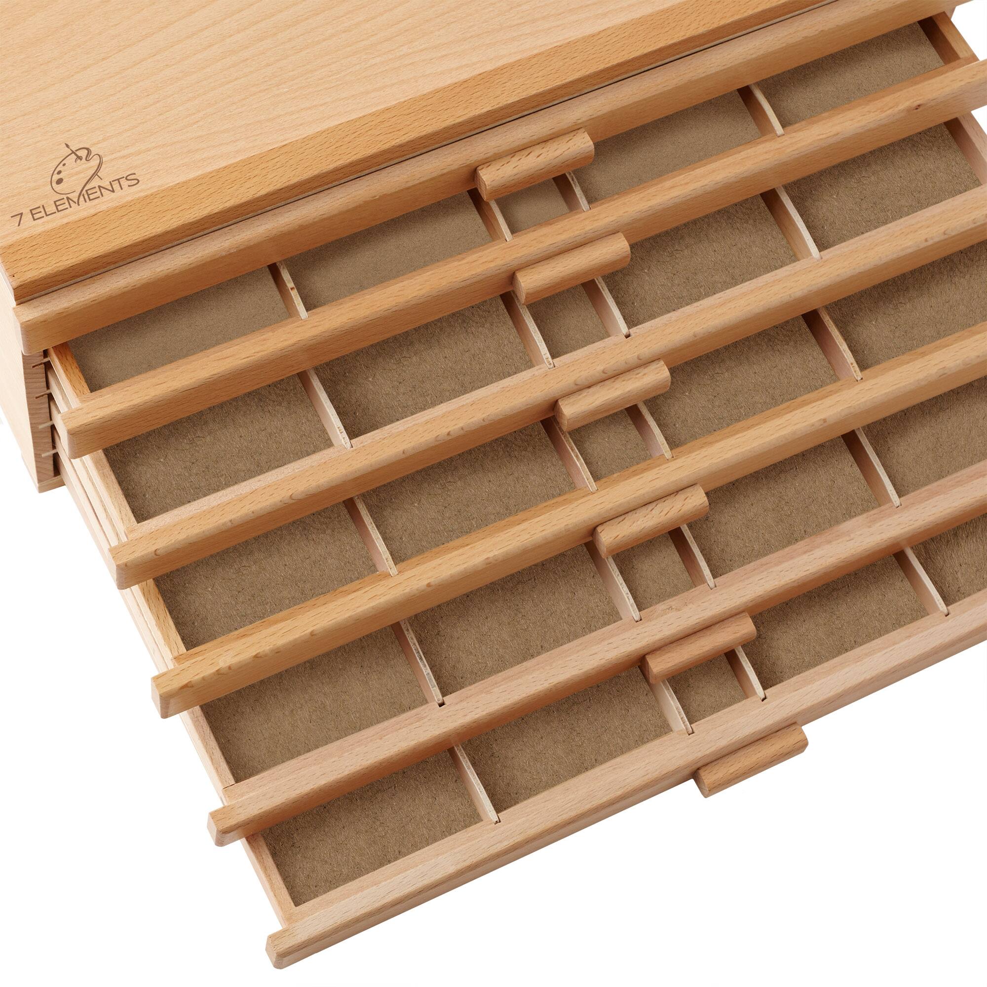7 Elements Multi Drawer Beechwood Artist Storage Supply Box Natural ...