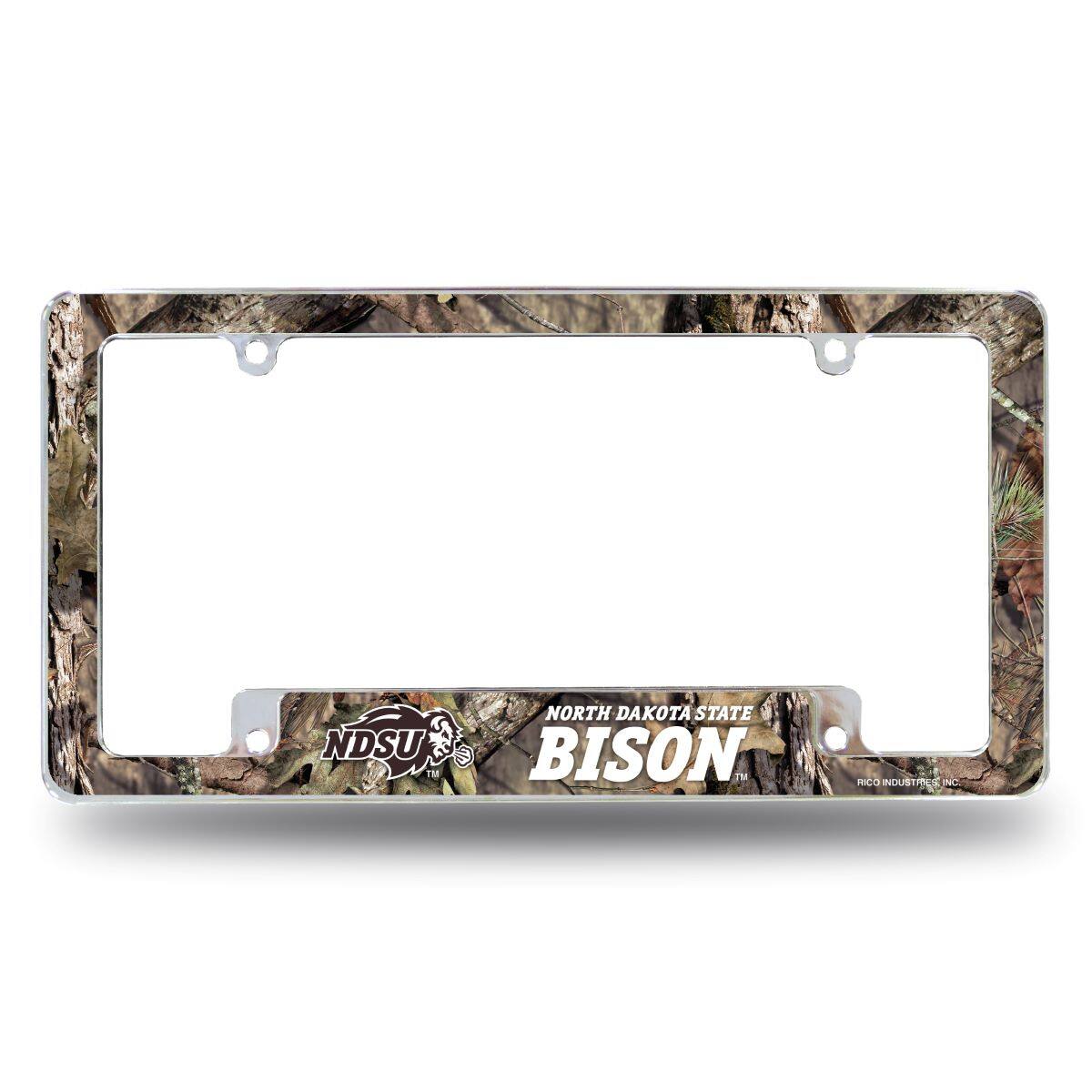 Rico Industries - North Dakota State NDSU Bison Chrome Metal License Plate Frame Camouflaged Camo Design - Multi