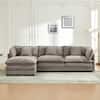 Front. KERDOM - Sectional 3 Seat Sofa Set Deep Seat with 1 Ottoman Movable & Pillows, Sleeper Sofa Bed Chaise Longue L Shaped Couch - Grey.