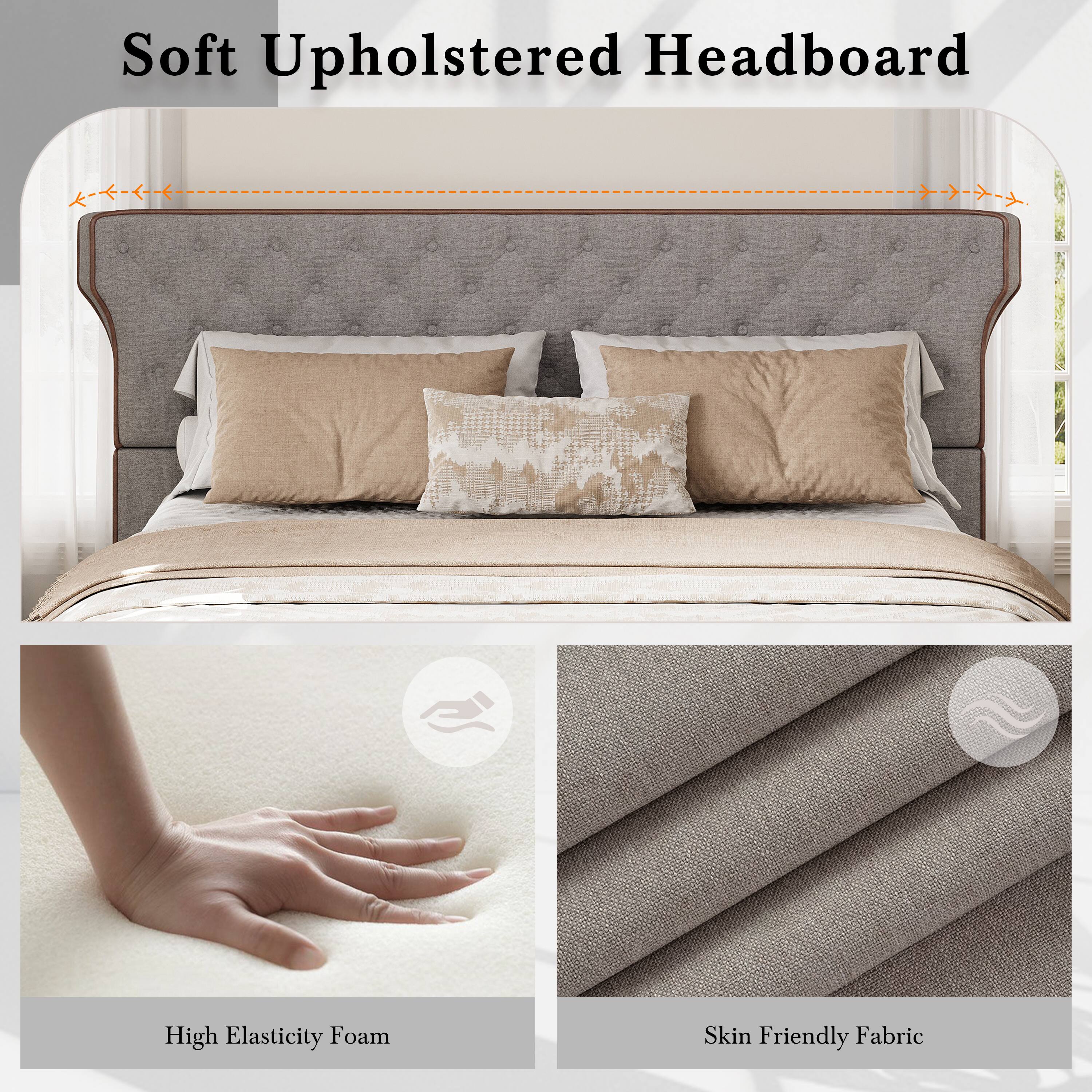 Soft Upholstered Headboard

High Elasticity Foam

Skin Friendly Fabric