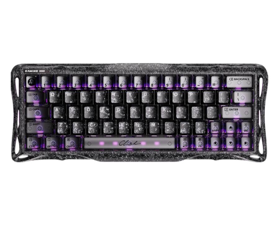 GAMING 20000

1 2 3 4 5 6 7 8 9 0

BACKSPACE

TAB

Q W E R T Y U

I O P

CAPS

A S D F G H J K L

ENTER

SHIFT

Z X C V B N M

SHIFT

DEL

CTRL

OPT/WIN

CMOZALT

Clesh

CRO ALT

FN