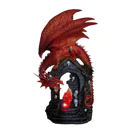 FC Design - 14"H Dragon o a Gate with LED Figurine Statue Office/Computer Desk Tabletop Medieval Gaming Home Decor Gift - Multi-Color