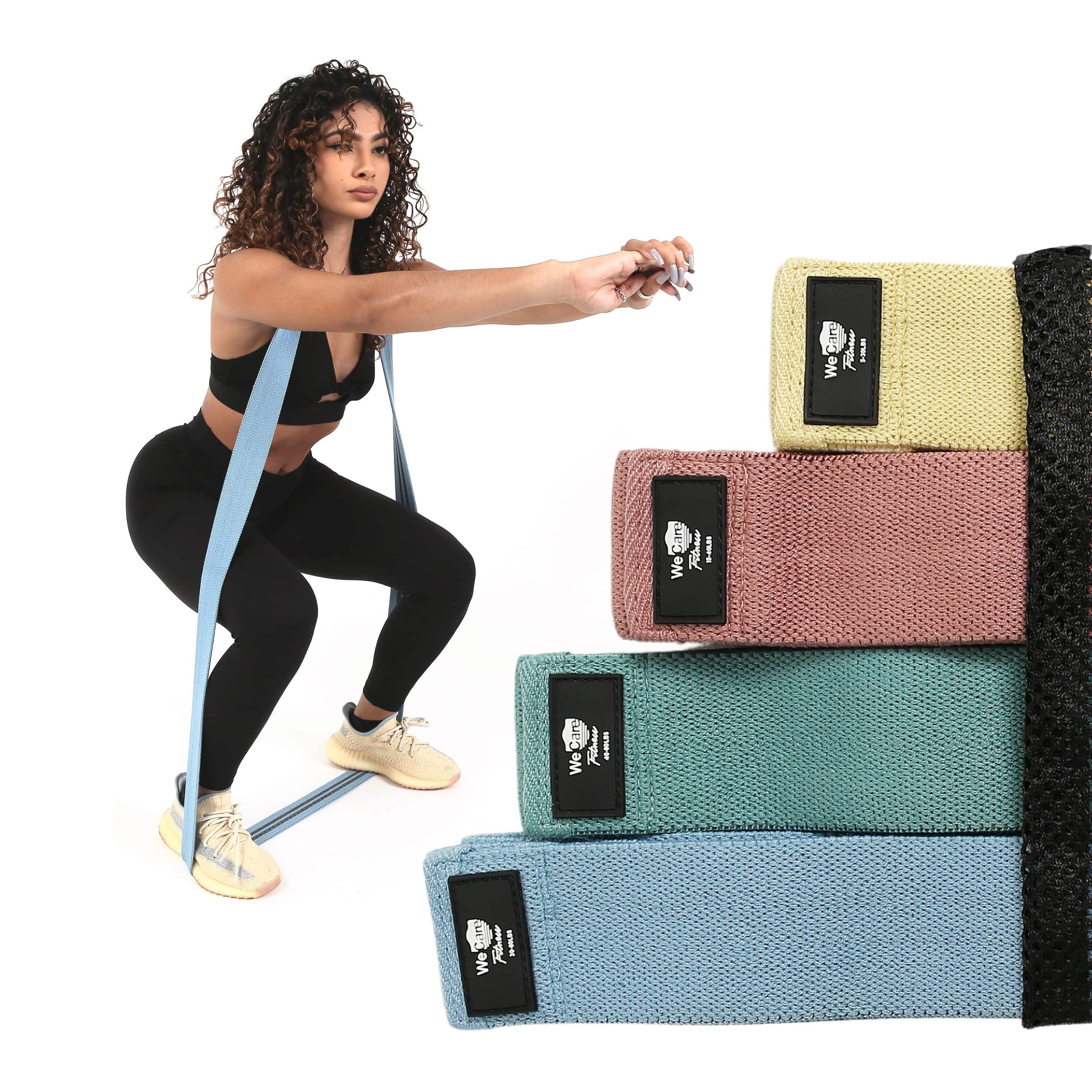 WeCare - Fitness Resistance Bands 4 Pack - Yellow, Red, Blue, Green