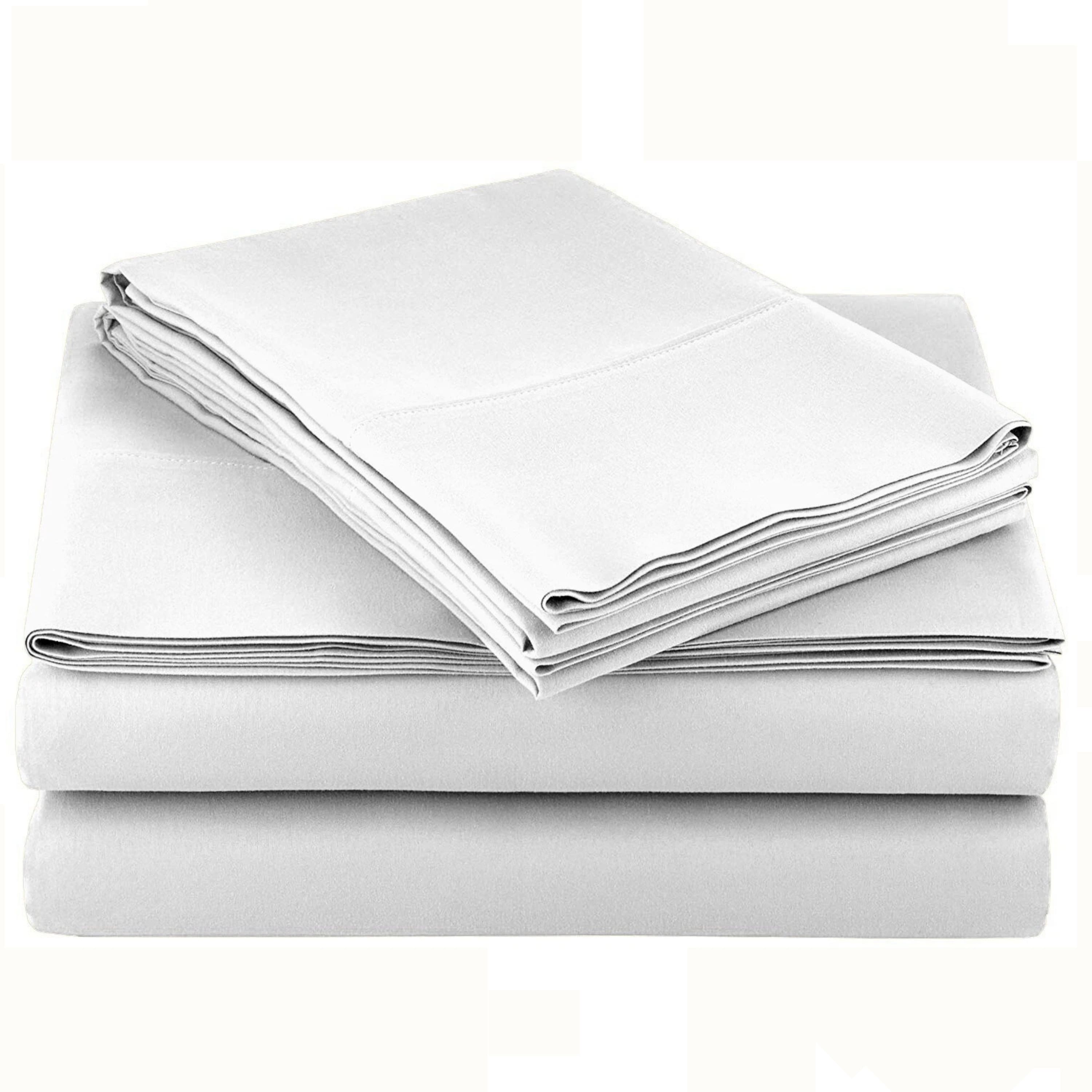 Kitcheniva - 4 Piece Bed Sheet Set Microfiber Comfort Ultra Soft Deep Pocket Sheets Queen - White