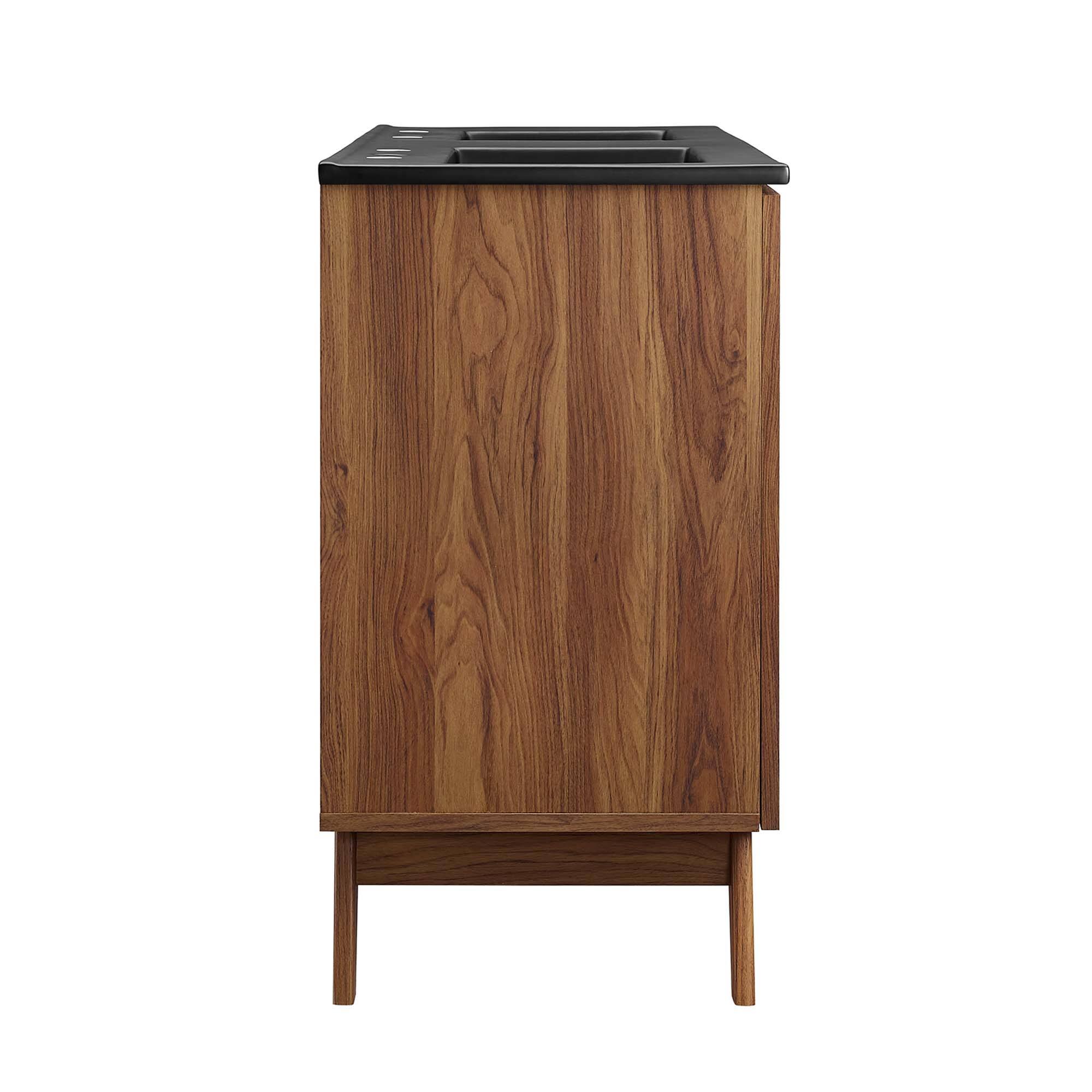 Alt View 4. Modway - Soma Bathroom Vanity with Black Basin Included by Modway - Walnut Black.