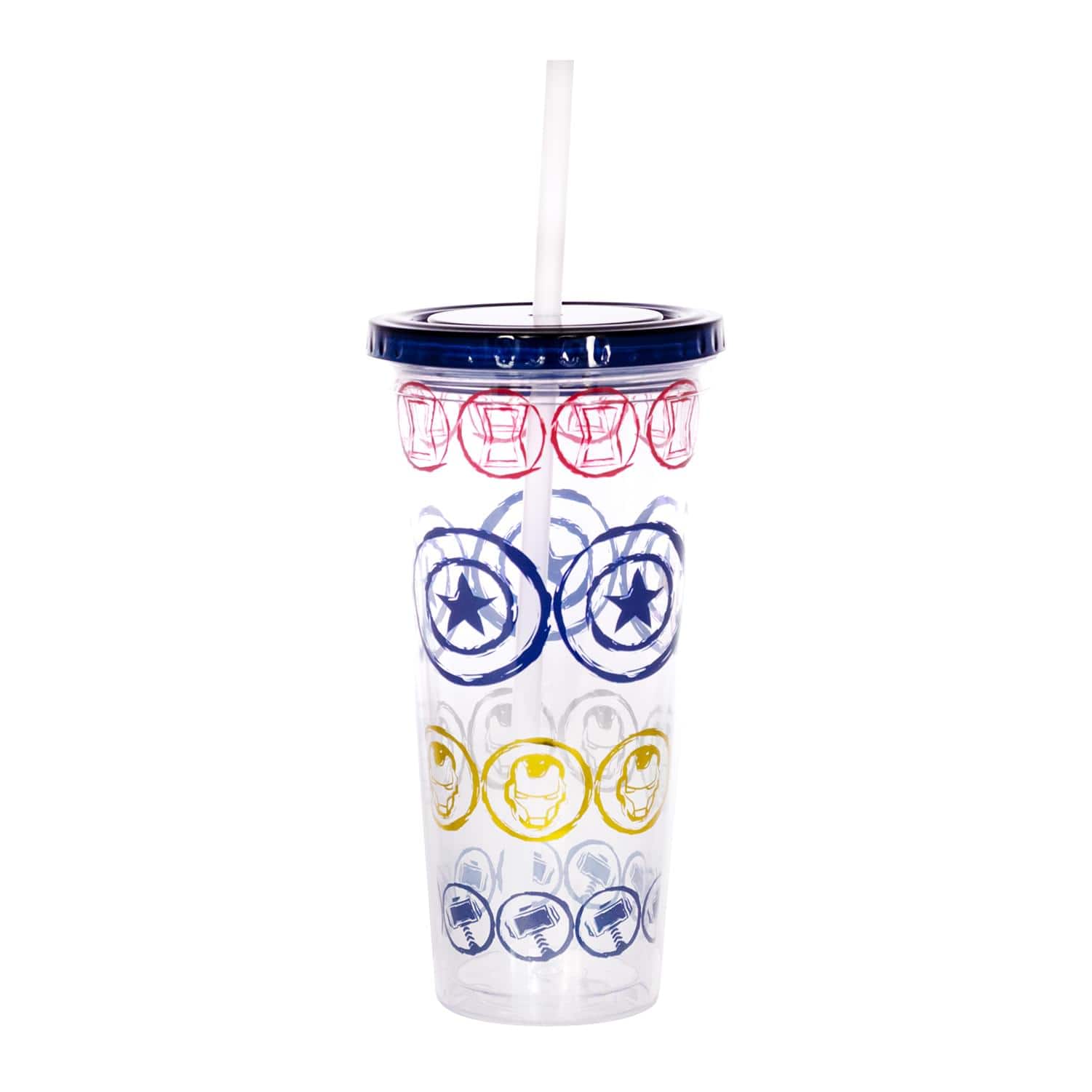 Marvel - Icons Plastic Carnival Cup with Lid and Straw | Holds 16 Ounces - Clear
