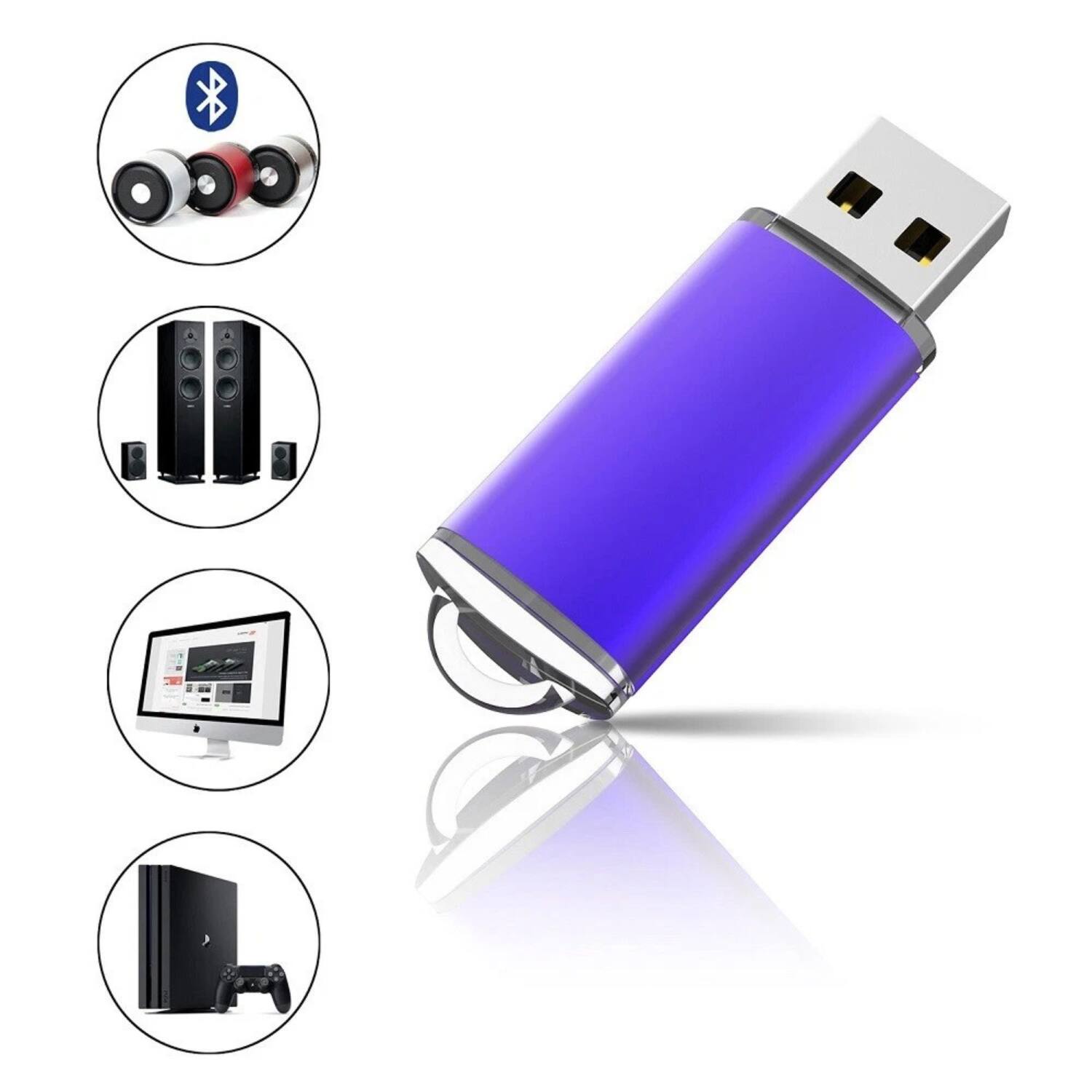 Angle. Stock Preferred - 10-Pack 16GB USB 2.0 Metal Flash Drives – Purple Rectangle - Purple.