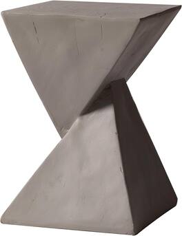 LeisureMod - Glint Modern Twisted Side Table, Fiberstone Indoor/Outdoor End Table, Stool or Plant Stand - Gray