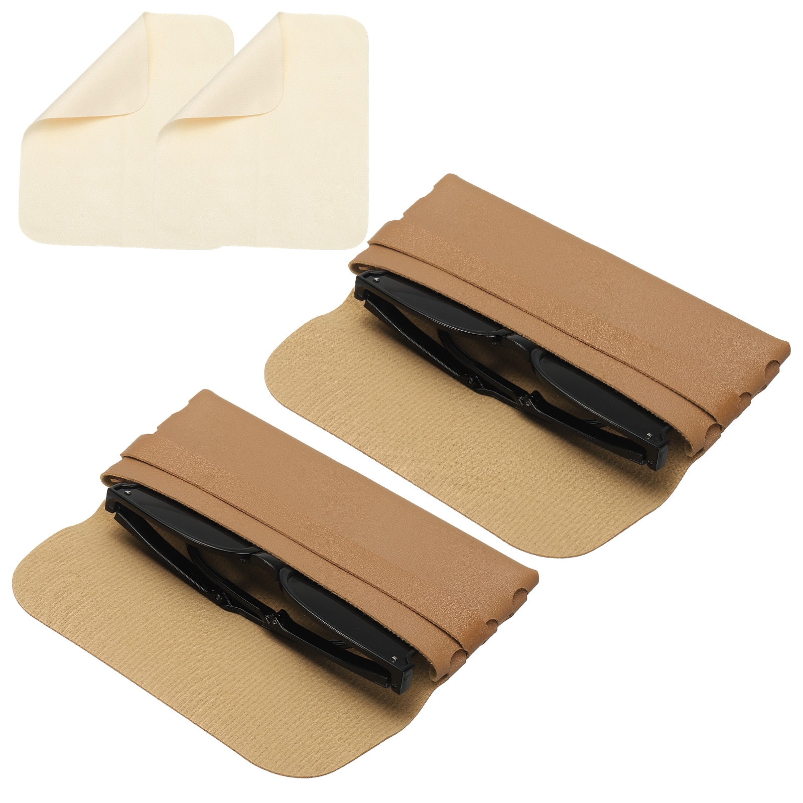 "Unique Bargains - 2pcs Soft Leather Eyeglass Case 6.7x3.1x1"" Reading Pouch with Cleaning Cloth - Apricot" price history on PriceWatchPro