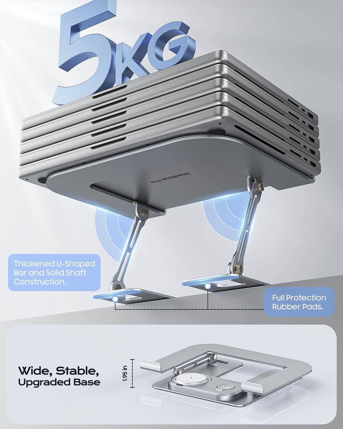 5KG

Thickened U-Shaped Bar and Solid Shaft Construction.

Full Protection Rubber Pads.

Wide, Stable, Upgraded Base (1.95in)