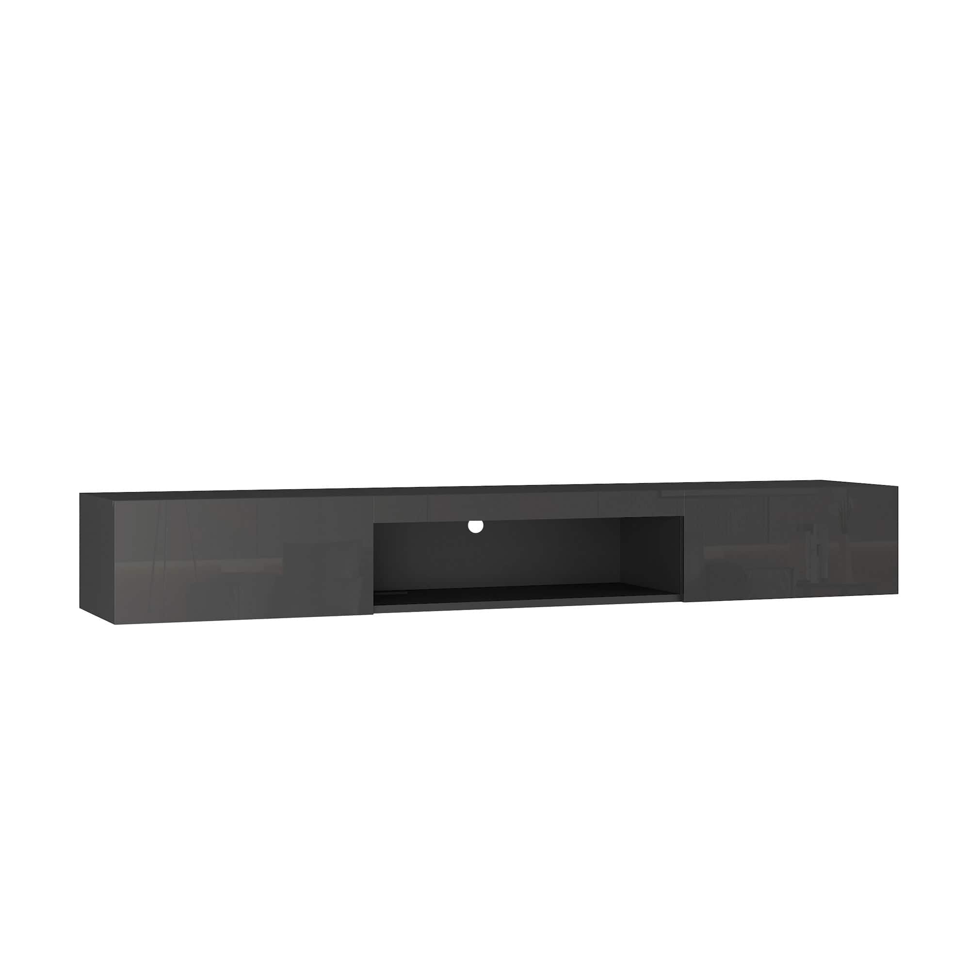 Boyel Living - 63 Inch Floating TV Stand with LED Lights - Black