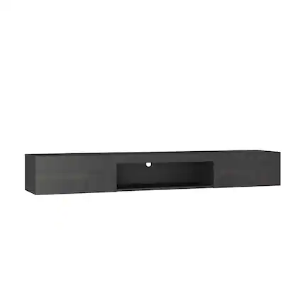 Front. Boyel Living - 63 Inch Floating TV Stand with LED Lights - Black.