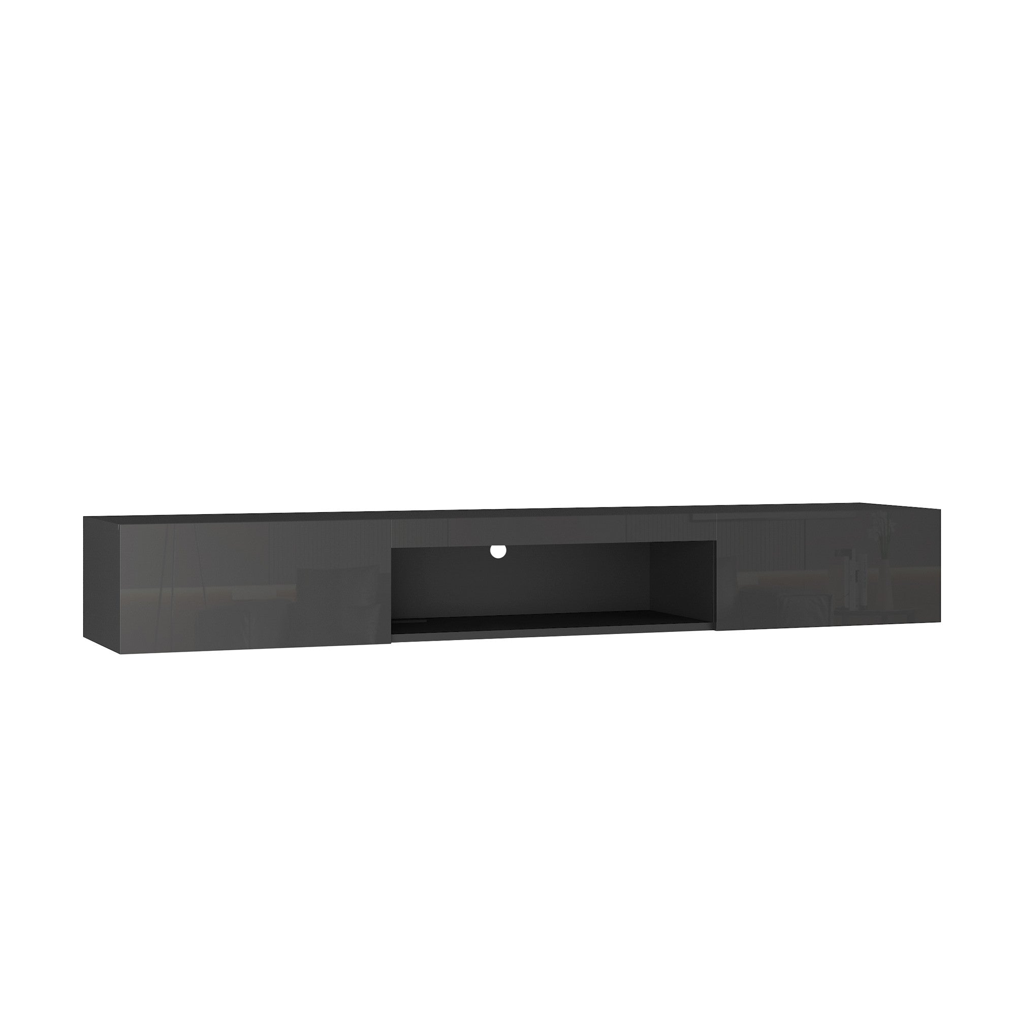Boyel Living - 63 Inch Floating TV Stand with LED Lights - Black