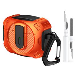 Dteck - For Airpods Pro 2nd Gen (2022) Case with Buckle, Rugged Security Lock Wireless Charging Shockproof Cover+Cleaner kit - Orange