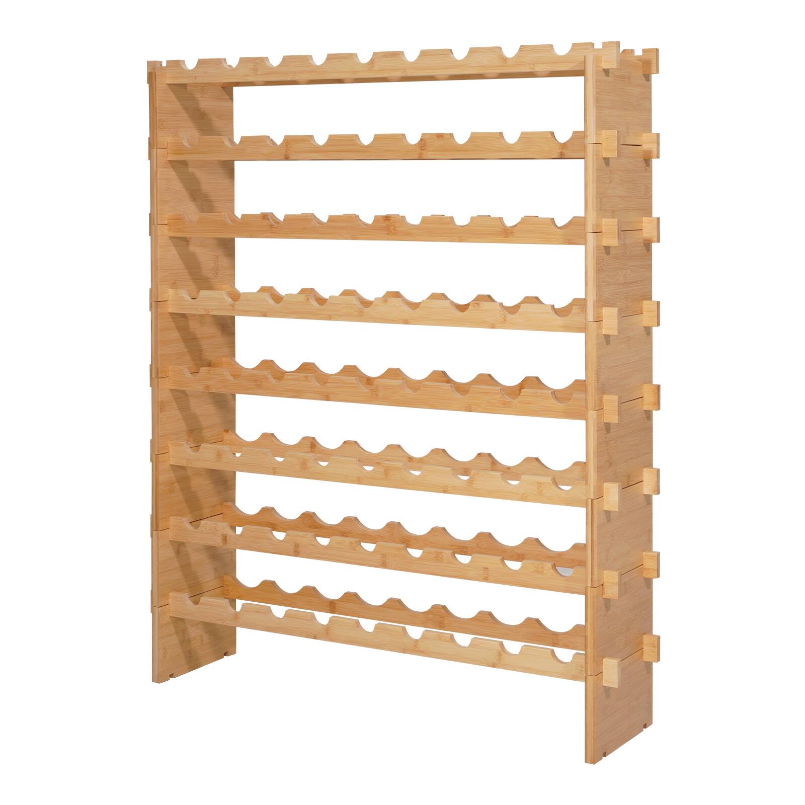 Alt View 5. VEVOR - 72 Bottle Stackable Modular Wine Rack, 8-Tier, Floor Freestanding Wine Storage Rack, Sturdy Wines Holder Display Shelf - Natural Wood.