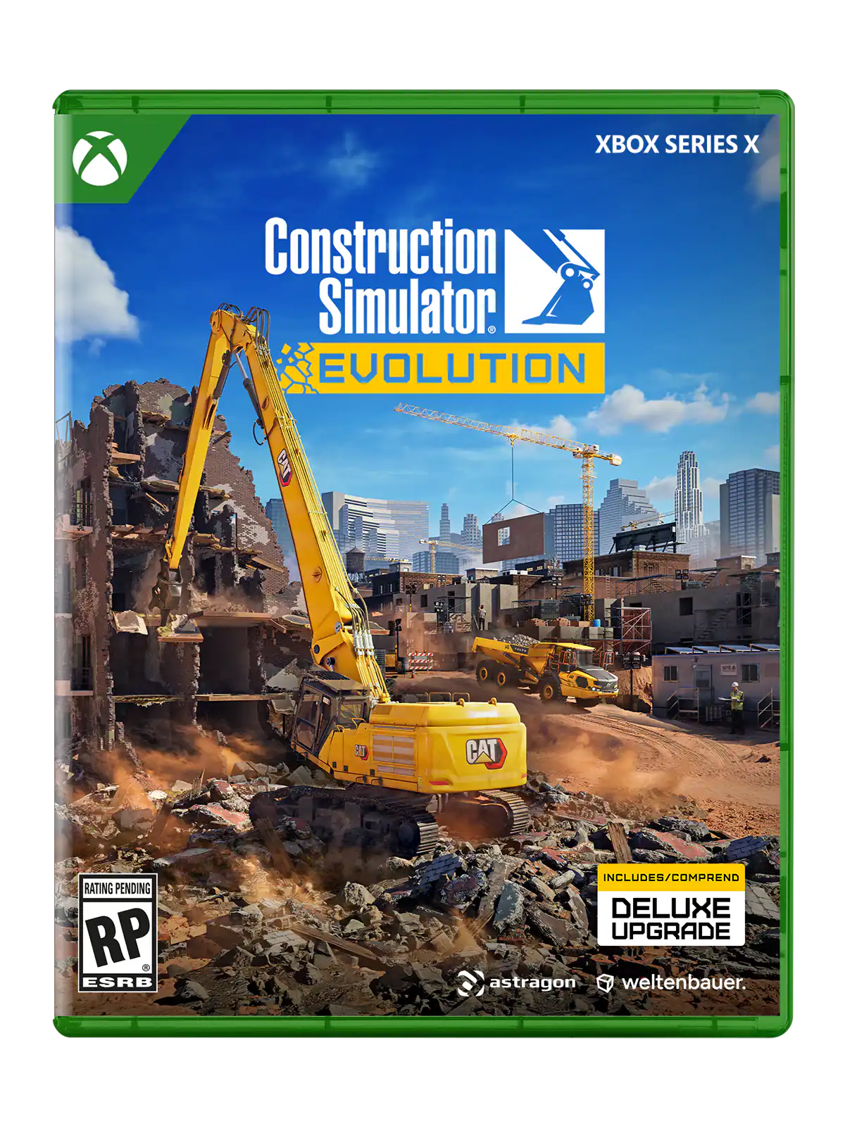 XBOX SERIES X  
Construction Simulator  
EVOLUTION  
CAT  
RATING PENDING RP ESRB  
INCLUDES/COMPREND DELUXE UPGRADE  
astragon weltnebauer