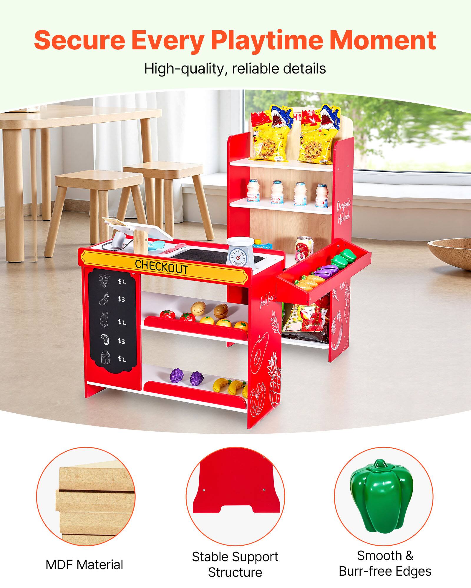 Secure Every Playtime Moment

High-quality, reliable details

- MDF Material
- Stable Support Structure
- Smooth & Burr-free Edges