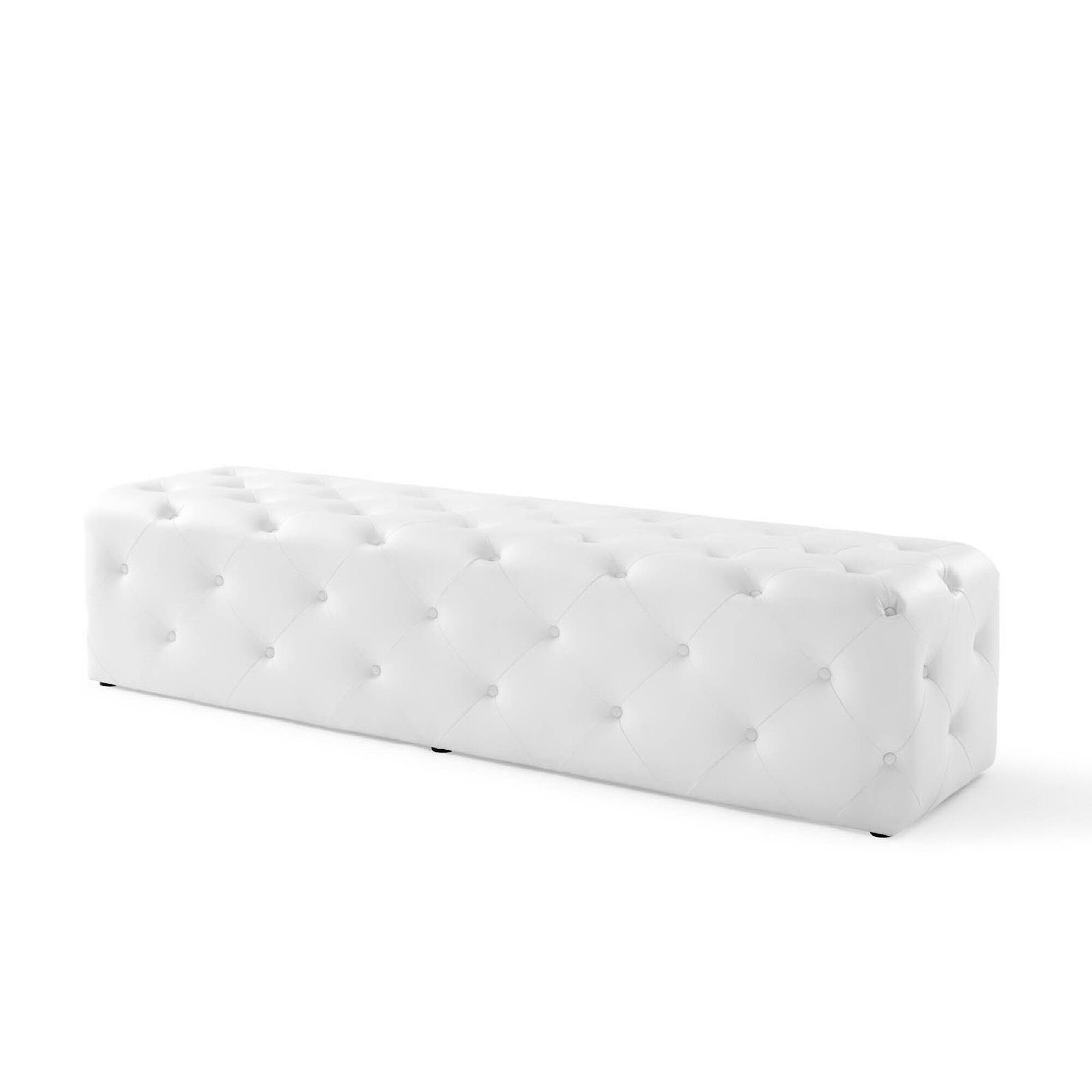 Back. Modway - Amour 72" Tufted Button Entryway Faux Leather Bench by Modway - White.