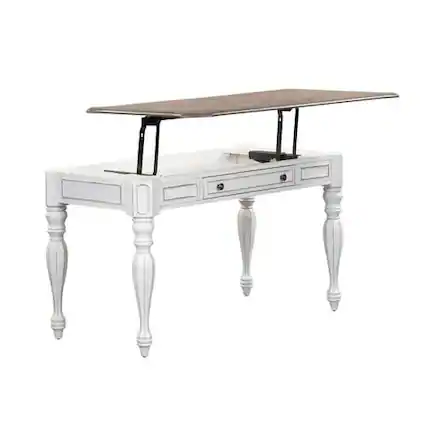 Front. Liberty Furniture Industries - Magnolia Manor Lift Top Writing Desk in Antique White - White.