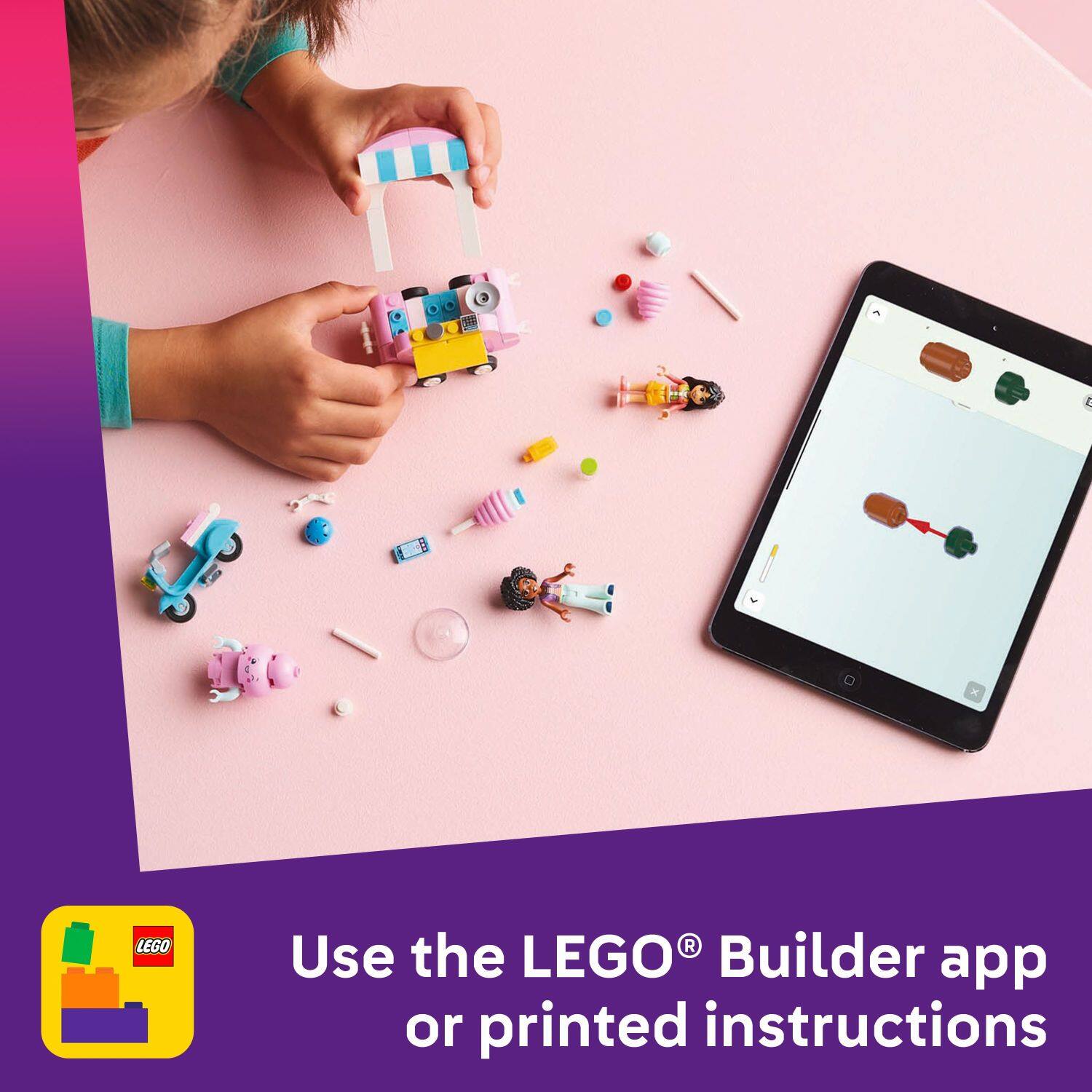 Use the LEGO Builder app or printed instructions.