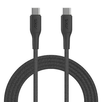 Front. AXS - PROCharge USB-C to USB-C Braided Cable 8FT - Black.