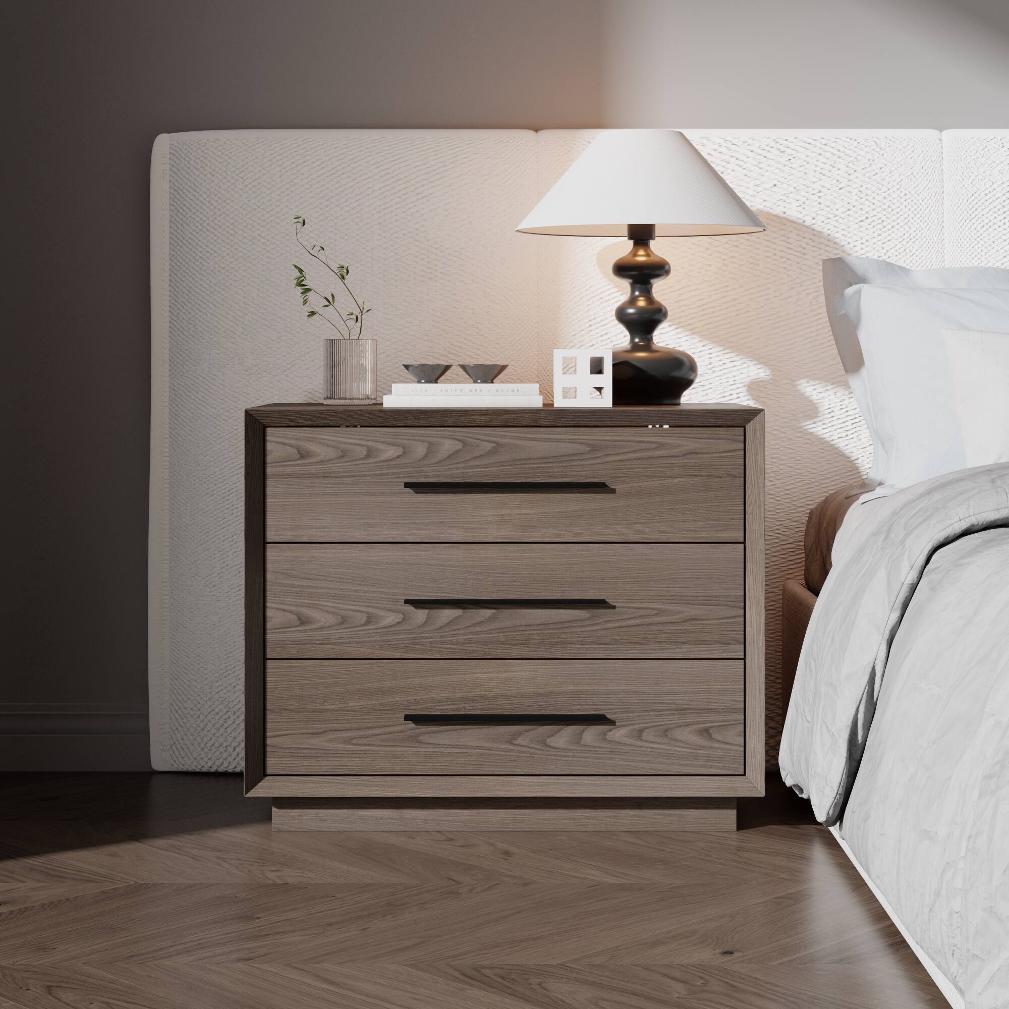 Alt View 4. Famapy - Famapy 3 - Drawer Nightstand: Organized Storage + Anti - Tipping Safety - Brown.