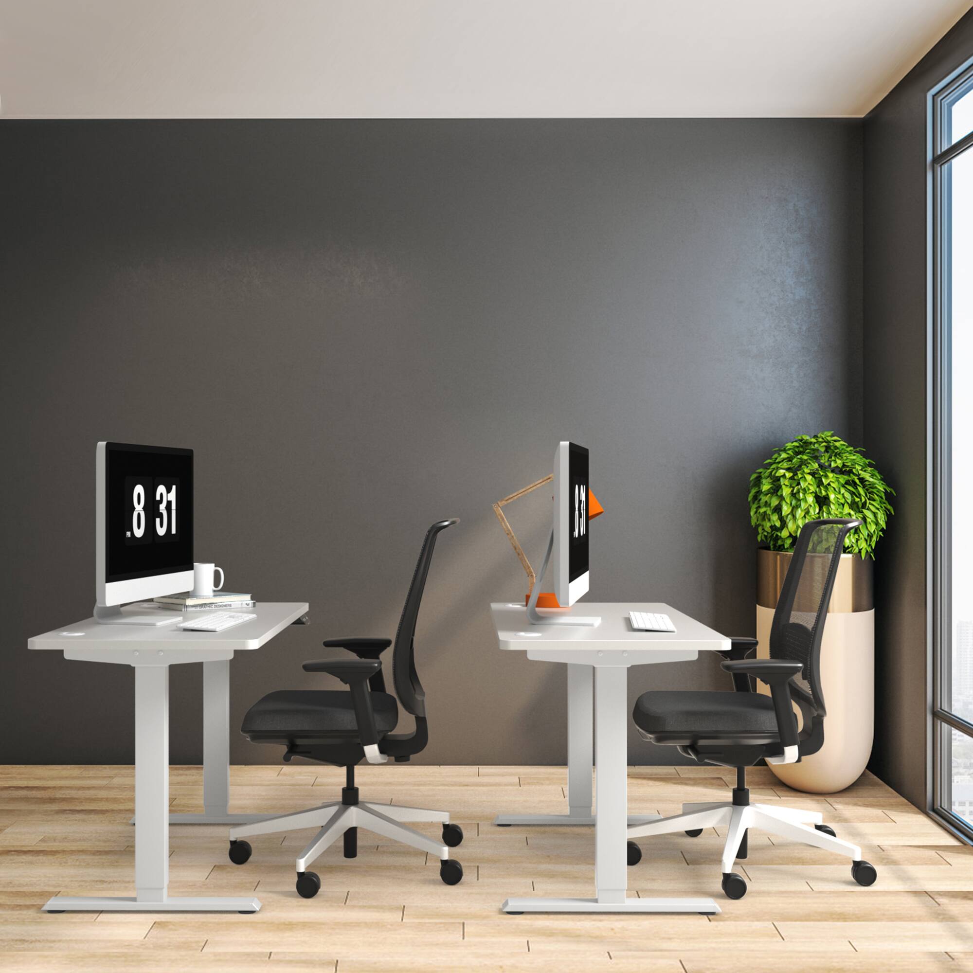 Alt View 2. Gymax - Gymax Dual-Motor Stand up Desk Frame Workstation Base w/ Adjustable Width & Height White - White.