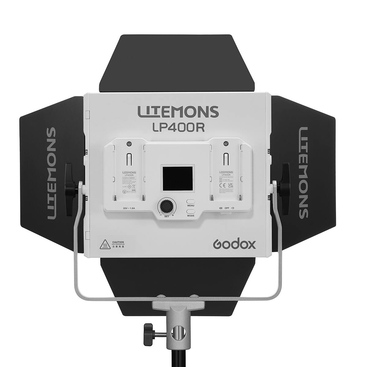 LITEMONS LP400R  
LITEMONS  
LITEMONS  
CE  
MENU  
O. - - O  
M  
MODE  
LAUTION  
Godox