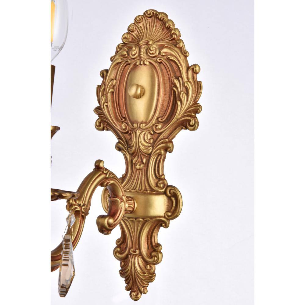 Angle. Elegant Lighting - Monarch 1 light French Gold Wall Sconce Golden Teak (Smoky) Royal Cut Crystal - French Gold.