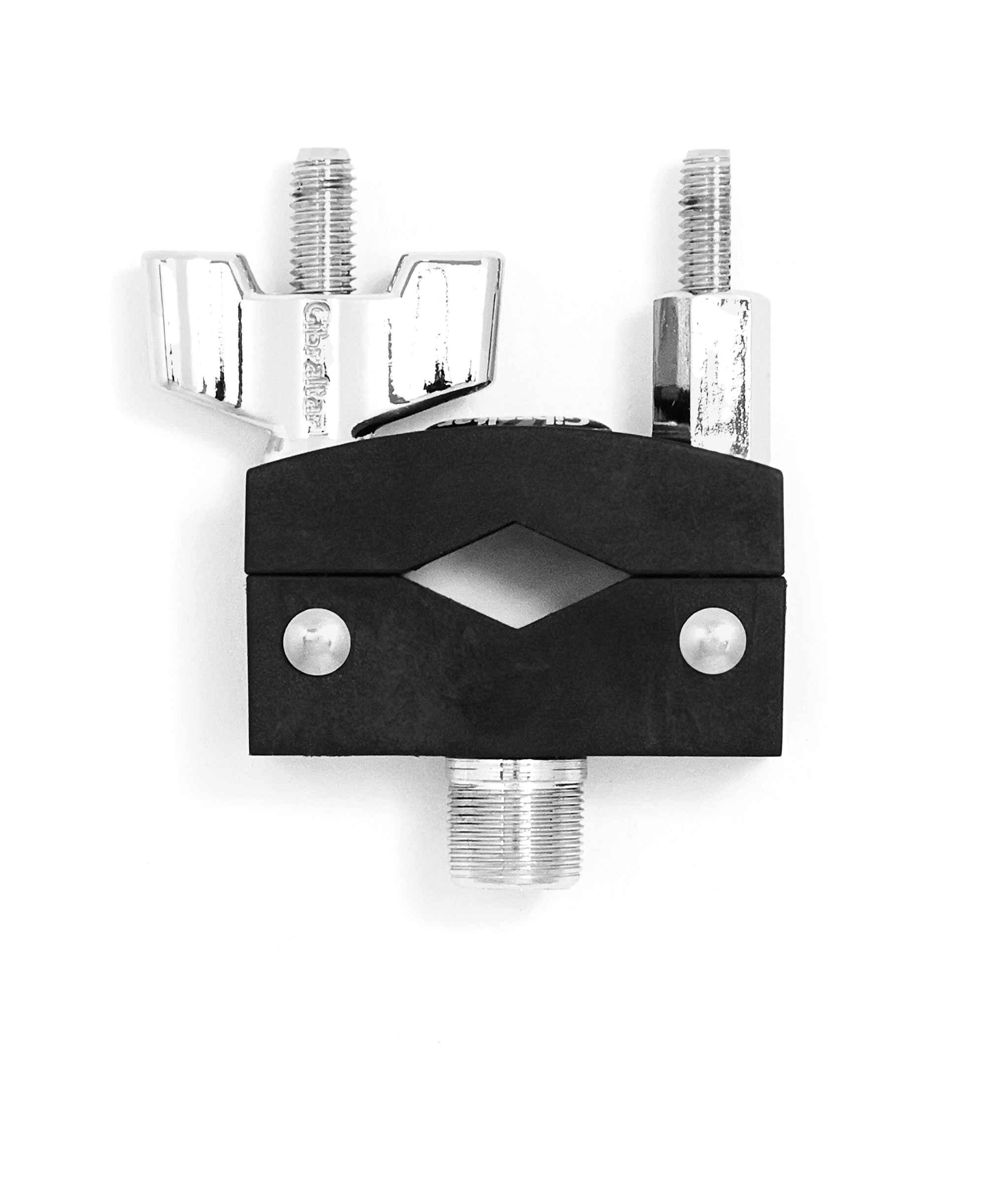 Front. Gibraltar Hardware - Hinged Microphone Clamp with Integrated Gooseneck Thread Mount, Compatible with 1/2 to 1-1/2 Inch Diameter Tubes.