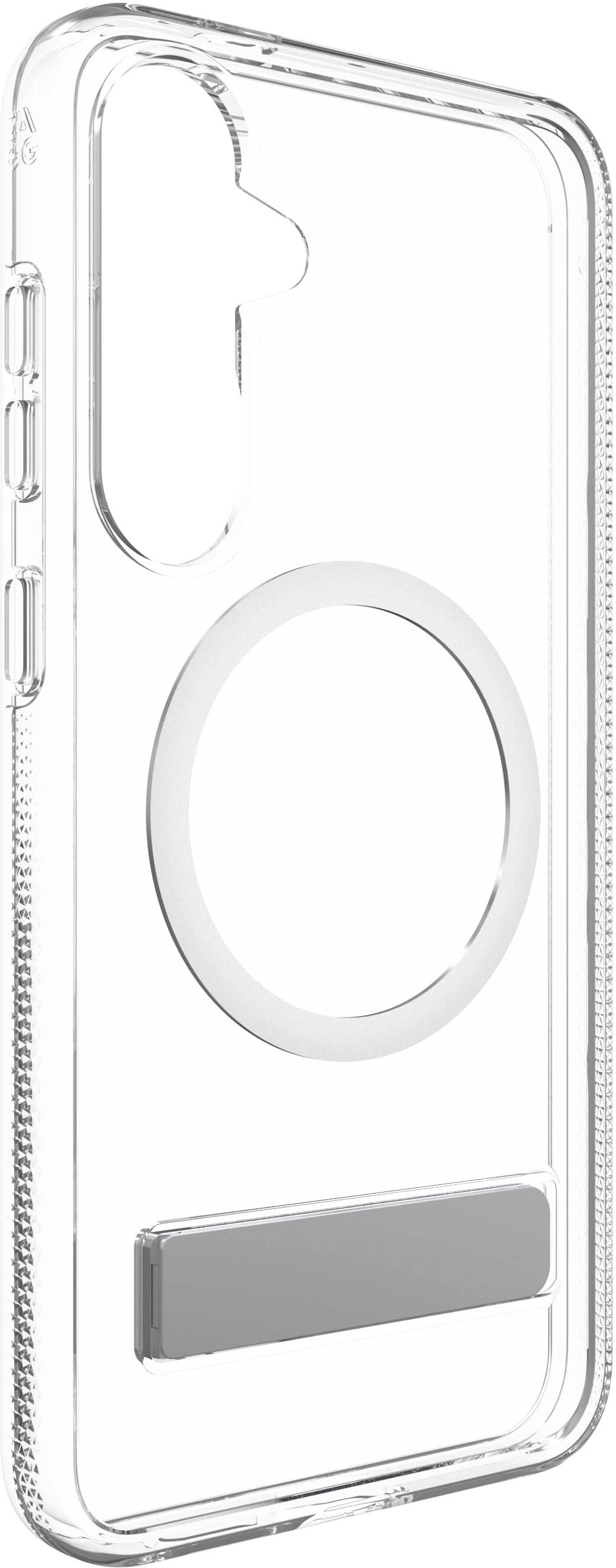 Angle. ZAGG - Crystal Palace Snap MagSafe Compatible Case w/ Kickstand for Samsung S25+ - Clear.