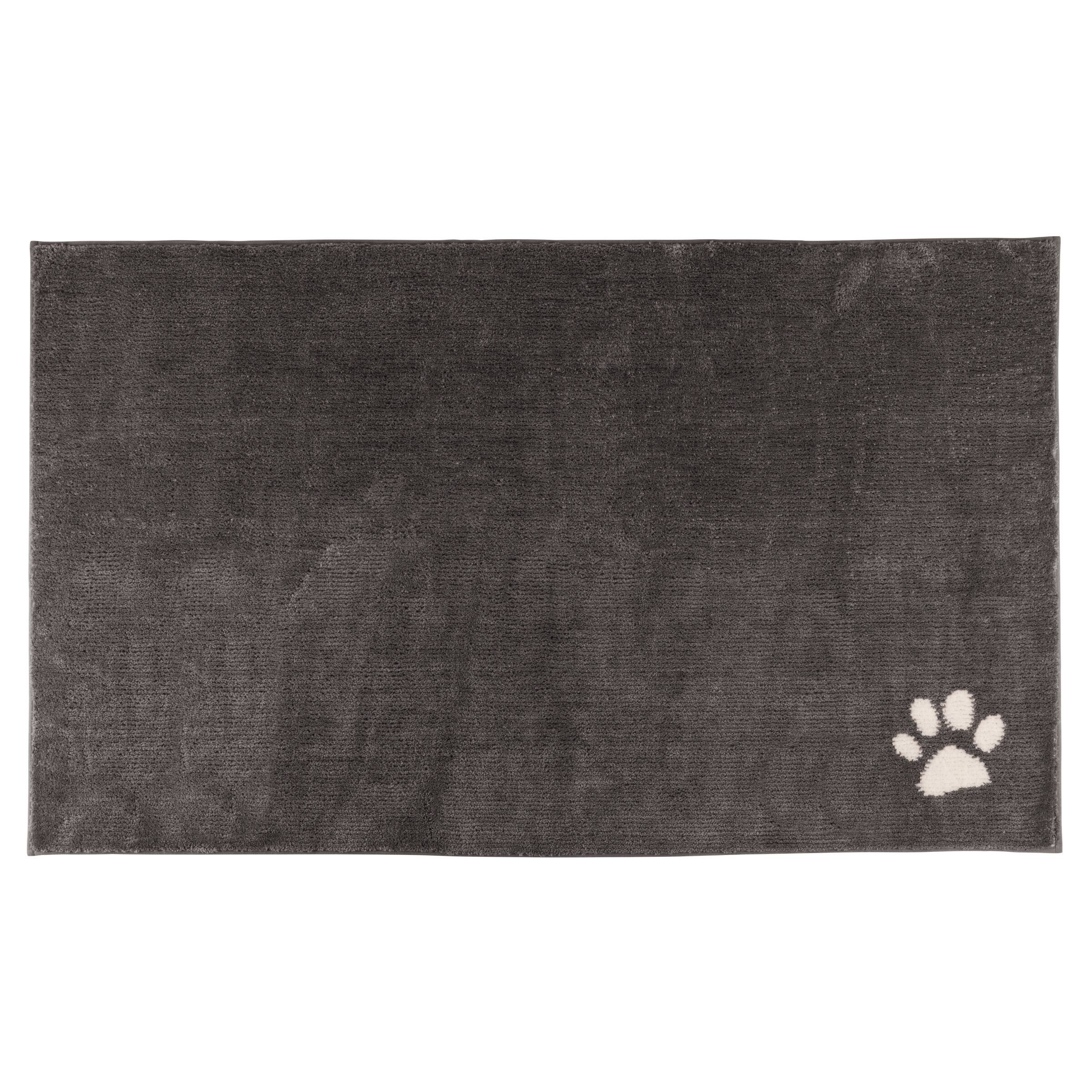 Front. PetMaker - 60x36 Dog Door Mat for Muddy Paws - GraywithWhitePawPrint.
