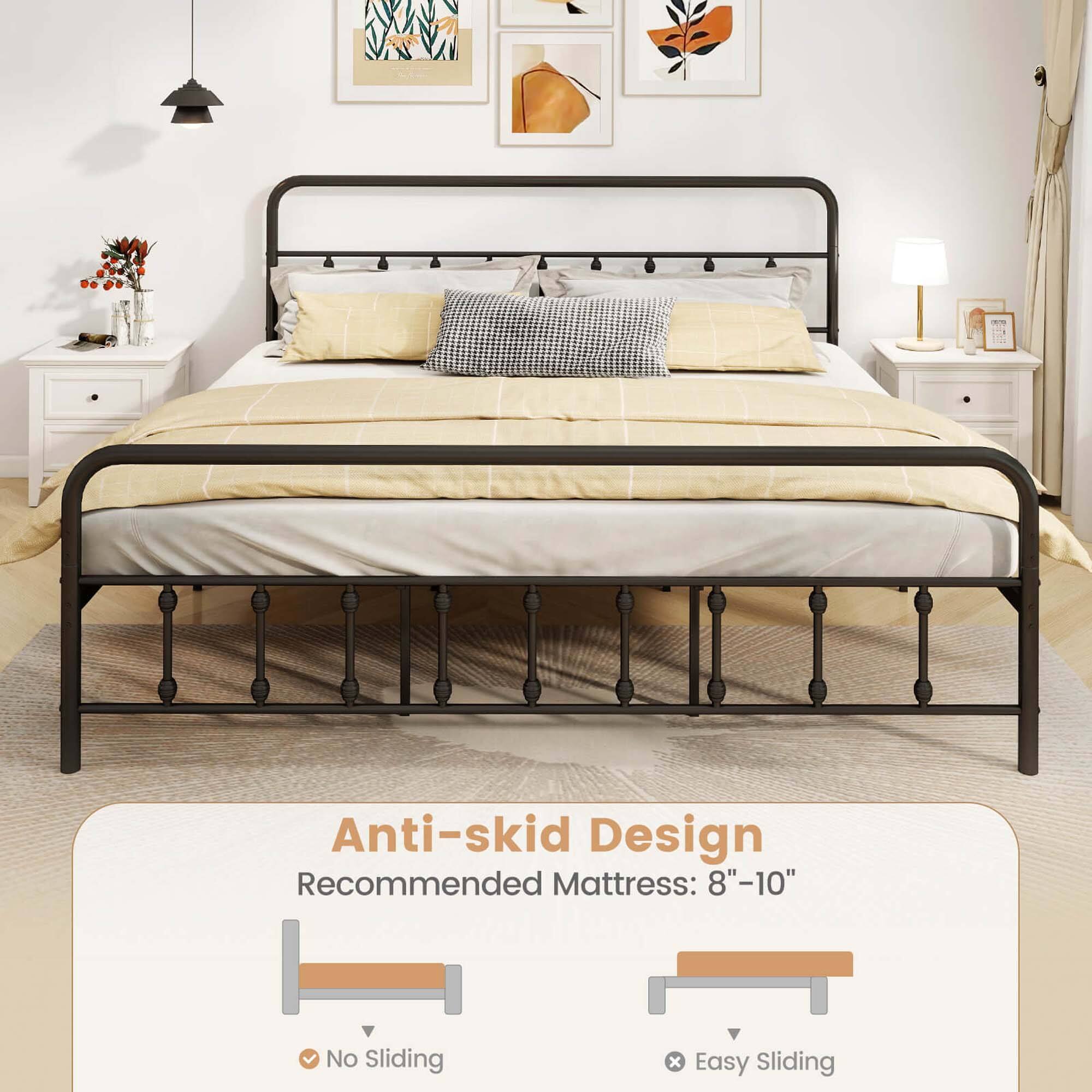 Anti-skid Design Recommended Mattress: 8"-10" No Sliding x Easy Sliding
