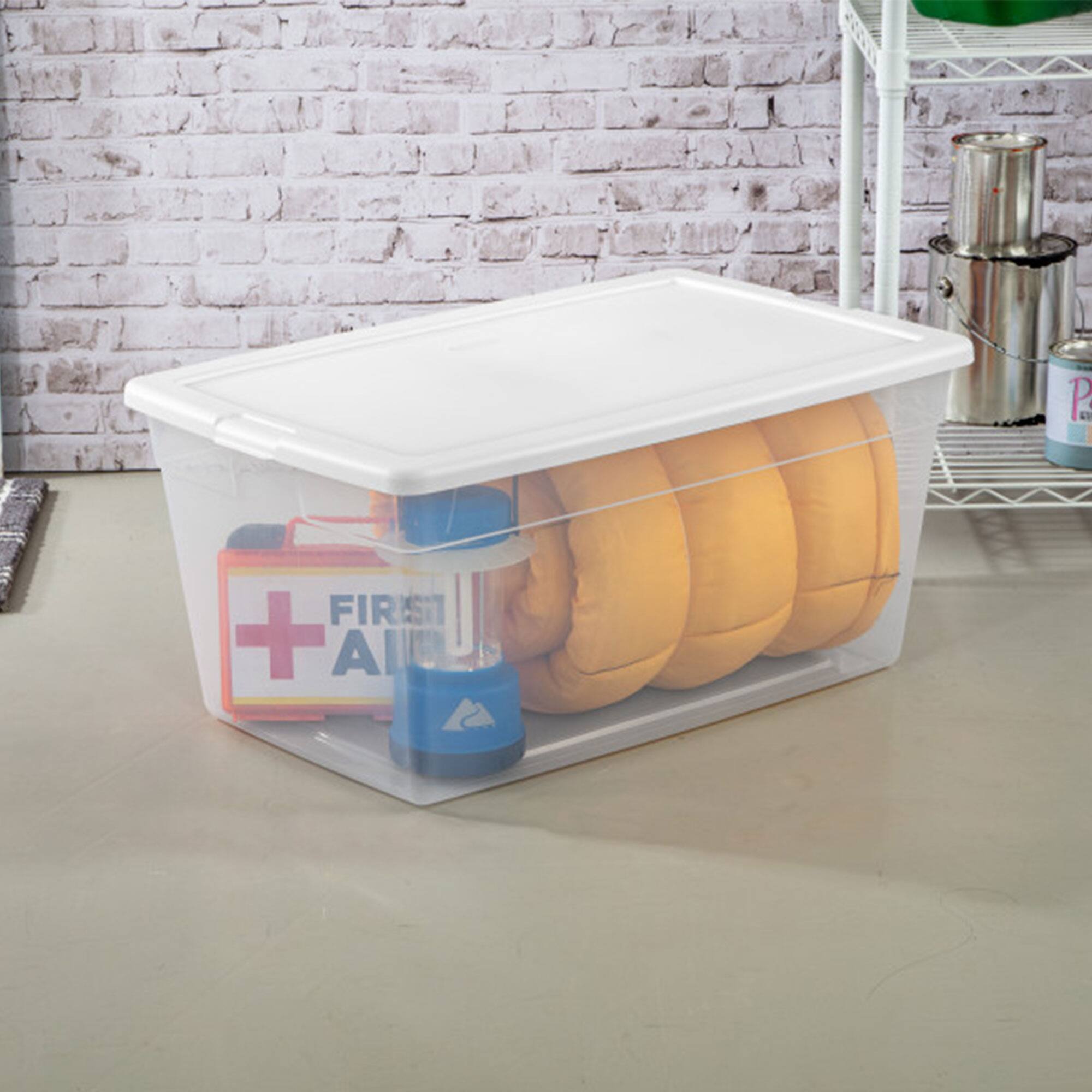 Alt View 5. Sterilite - Sterilite 90 Quart Storage Box Container with Clear Base & White Lid, (12 Pack).