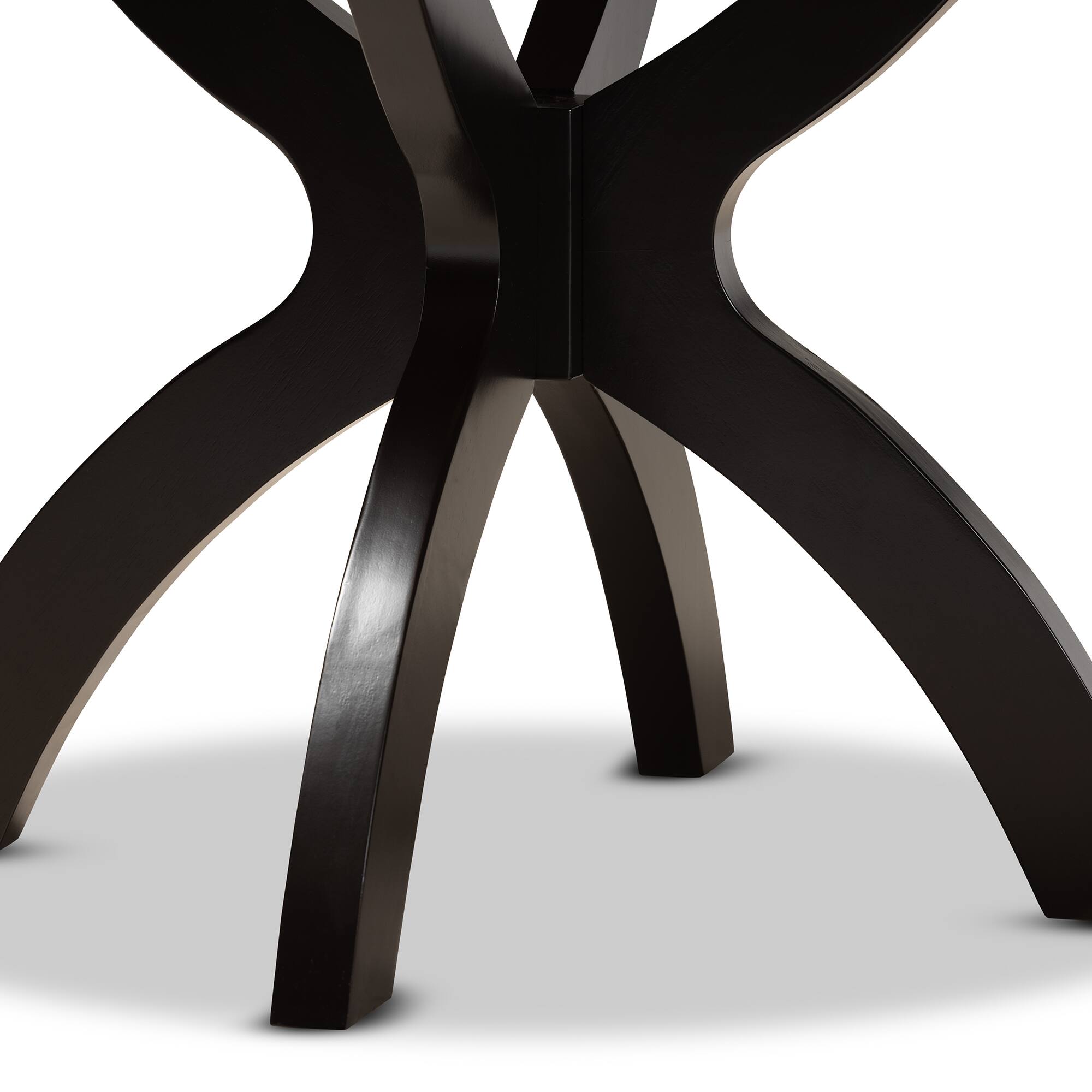 Back. Baxton Studio - Tilde Modern and Contemporary Finished 35-Inch-Wide Round Wood Dining Table - Dark Brown.