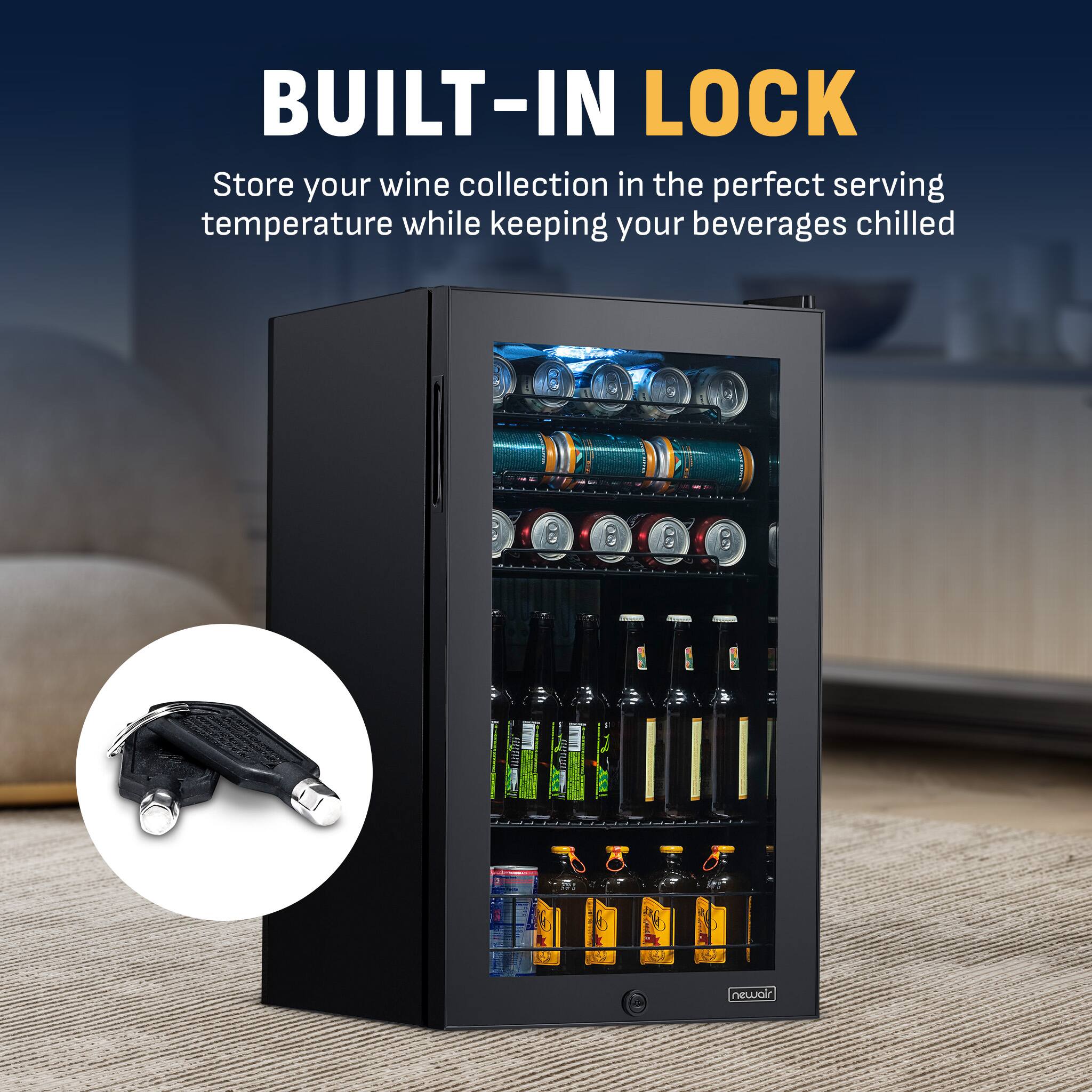 NewAir 126 Can Freestanding Beverage Fridge with 7 Temperature