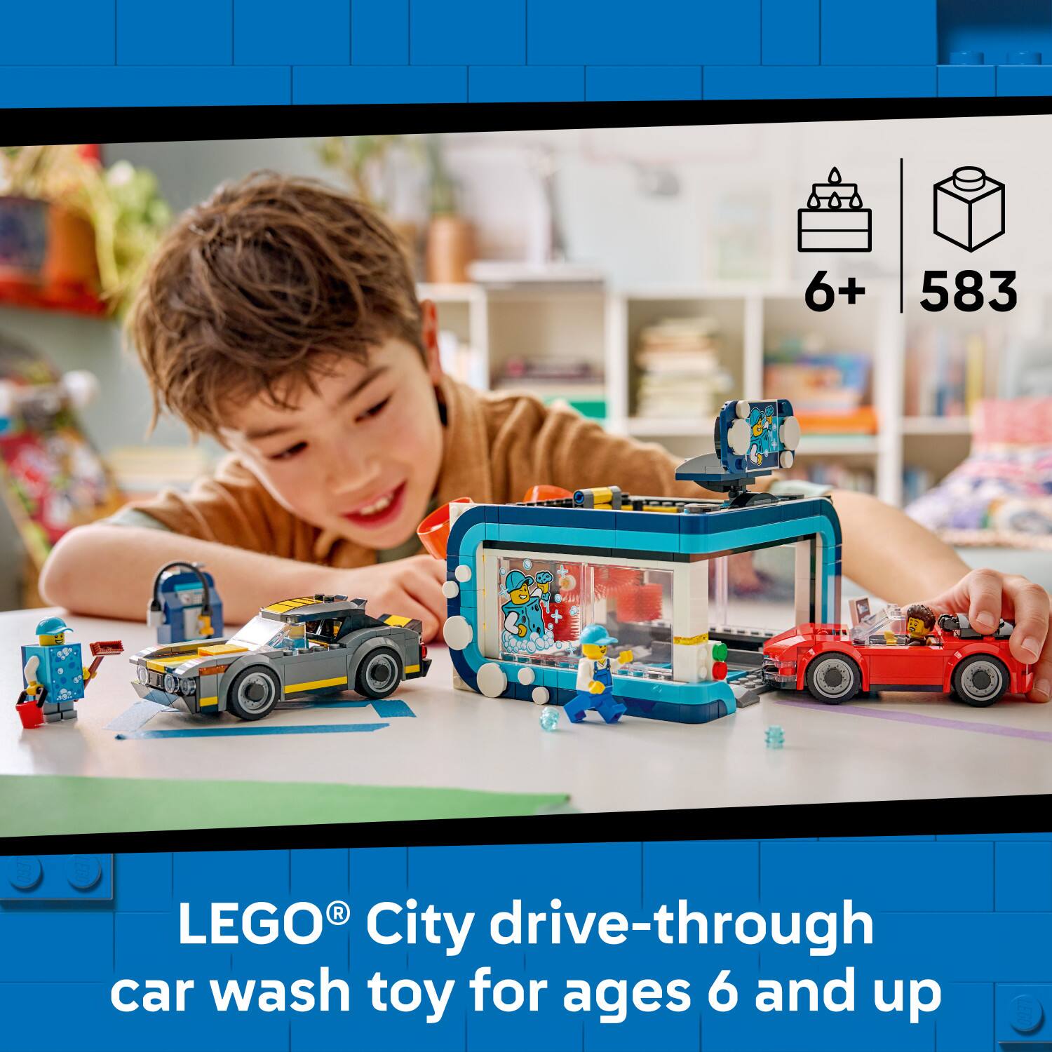 6+ 583 LEGO City drive-through car wash toy for ages 6 and up
