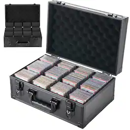 VEVOR - Graded Card Case 4 Row 120 PSA Slab Storage Box with Secure Lock, Baseball Sports Trading Cards Holder Collector - Black
