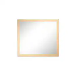 Boyel Living - 32 in W x 36 in L Dark Wood Grain Rectangular Slanted Edge Aluminum Framed Wall Bathroom Vanity Mirror
