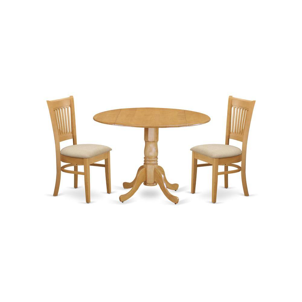 Back. East West Furniture - DLVA3-OAK-C 3 Pc Kitchen nook Dining set-Kitchen Table and 2 slat back Chairs - Oak.