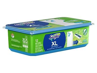 Swiffer XL  
12 Wet Cloths / UNGESHUMDES  
420x228mm (85x10 PO)  
Safe on Hardwood & All Thoroughly Cleaned Surfaces